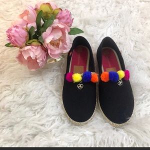Barcelonetta Black Espadrilles with Pom-Poms-NWOT
